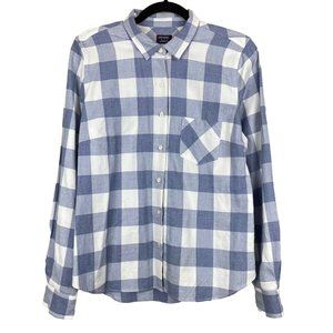 UNTUCKIT Womens 8 Blue Plaid Button Up Shirt Long Sleeve Cotton Tencel